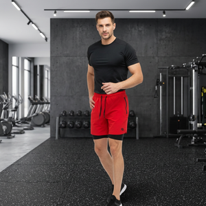 Shorts de sport mi-taille CRUISIN pour hommes, à séchage rapide, en polyester à carreaux rouges, coupe athlétique, les plus vendus, à prix de gros - Product Image 4