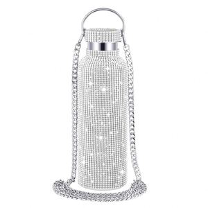 Botella Deportiva de Acero Inoxidable de Doble Pared con Boca Ancha de 17 oz/500 ml, Tapa de Acero para Exteriores, Adornada con Diamantes de Imitación - Product Image 2
