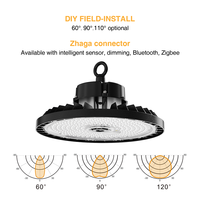En stock dans l'entrepôt DE EU : Luminaire LED UFO High Bay intelligent à capteur, 185 lm/W, 100W-200W, en aluminium moulé sous pression, pour garage