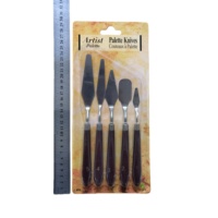 Ensemble de 5 couteaux à palette en plastique rouge foncé Source Spot, manche en plastique, grattoir artistique complet pour la peinture à l'huile et la modélisation