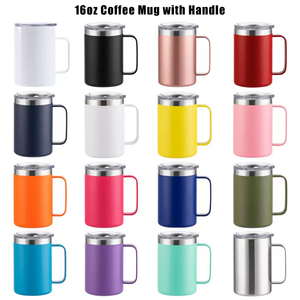 Taza de Acero Inoxidable de 16 oz con Logotipo Personalizado, Taza de Viaje con Aislamiento de Doble Pared y Asa, Venta al por Mayor - Product Image 2