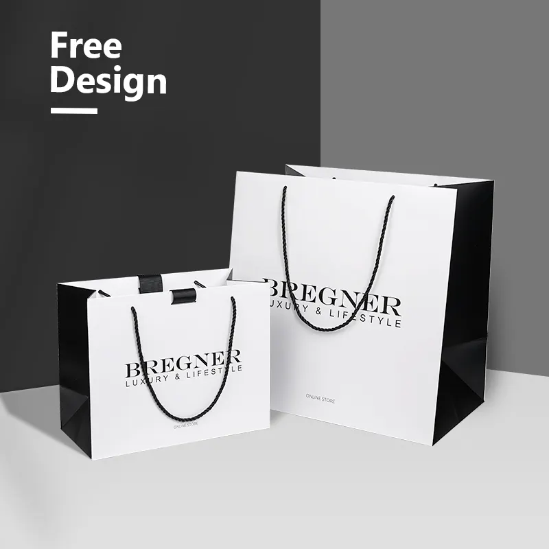 Benutzer definierte Luxus Kraft Art Paper Weihnachten wieder verwendbare Einkaufstasche mit Ihrem eigenen Logo mit Griffen