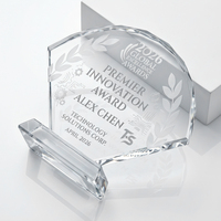 Trophée en cristal en forme d'éventail, grande surface de gravure, design moderne, souvenir d'entreprise pour anniversaire, best-seller
