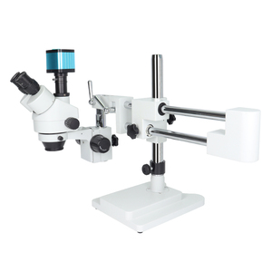 デュアルアームブラケットPCBはんだズーム三眼ステレオ顕微鏡7-45X携帯電話修理用ジュエリー識別1920x1080P - Product Image 2