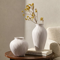 Vase en céramique blanc moderne, haut de gamme, texturé, créatif, décoratif pour la maison, salon, salle à manger