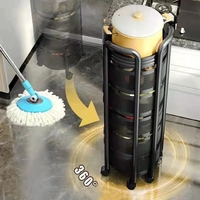 Paniers de cuisine rotatifs à 360 degrés Support de stockage de fruits et légumes Étagère multifonctionnelle ronde en métal pour la maison avec roues