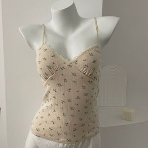 Camisola con <span class=keywords><strong>estampado</strong></span> floral Y2K para <span class=keywords><strong>mujer</strong></span>, top camisero con encaje estilo hada, top corto coqueto de verano, talla única, top sin mangas dulce e informal - Product Image 4