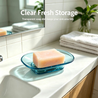 Porte-savon double couche transparent en plastique PC, portable, avec égouttoir intégré pour savon solide et shampoing, idéal pour la maison et l'hôtel, hygiénique