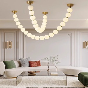 Lampade a Sospensione Minimaliste in Stile Nordico, Lampadario Moderno a Linea Sottile, Dimmerabile, a Forma di Collana di Perle <span class=keywords><strong>per</strong></span> Soggiorno - Product Image 4