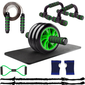 Karın kas eğitim silindirleri diz pedleri ile 8-In-1 silindir kiti Push-Up barlar kolu sapları atlama halatlar ev spor egzersiz - Product Image 2