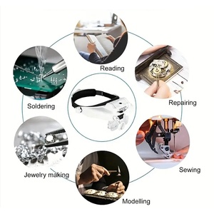 مكبر رأس قابل للشحن عبر USB بتكبير 1X و1.5X و2X و2.5X و3.5X و8X مع إضاءة LED مزدوجة للعين للاستخدام الجراحي والقراءة وطب الأسنان - Product Image 3