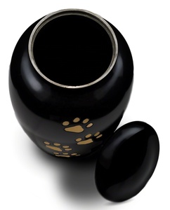 Urne funéraire en laiton de style américain, noire et dorée, personnalisée, faite à la main, avec logo imprimé moderne et unique, pour un look élégant et radiant. - Product Image 2