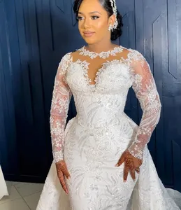 S1293A 2025 New Fashion High Quality Style <b>Neck</b> <b>Light</b> Latest Muslim Bridal Gowns Wedding Dress - Product Image 3