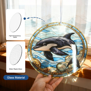 Customized Whale Lovers Holiday Ornament Ocean Creatures Suncatcher <b>Window</b> Hanging Stained Glass <b>Panel</b> - Product Image 5