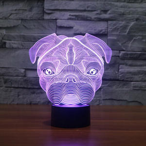 Lindo perros 3D lámpara Pugs luz de noche Animal de dibujos animados <span class=keywords><strong>genio</strong></span> gafas perro de Navidad de los niños, regalos de cumpleaños para mascotas de juguete - Product Image 4