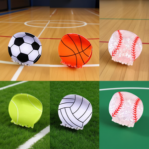 Pinces à cheveux Angelina Sports 5,2 cm, design football, basketball, tennis, volley-ball, baseball, pour femmes et filles, usage quotidien - Product Image 2