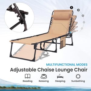 Chaise longue pliante en tissu, réglable en 5 positions, portable, capacité de 400 lb, pour extérieur, jardin, parc, camping, plage, <span class=keywords><strong>piscine</strong></span> - Product Image 6