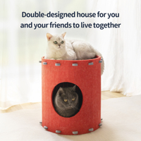 Lit pour chat Cave pour plusieurs et grands chats Tunnel de chat pliable Lit fermé