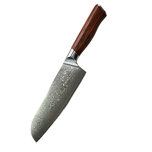 Cuchillo de chef japonés Santoku con mango de madera, cuchillo multiusos para cortar carne, verduras, frutas, para el hogar, la cocina y restaurantes - Product Image 1
