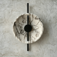 Applique murale LED moderne en marbre, abat-jour rond en fer noir, lampe à montage en surface, lumière blanc chaud 3000K pour salon