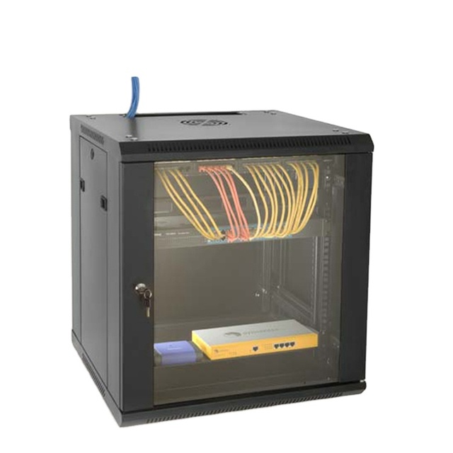 Lucktech Security Wall Rack Enclosure SPCC Material Glass Front Door 19 Inch Data Center Use