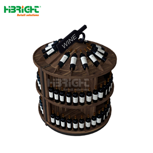 Supermarket Double-Sided Heavy Duty Wooden &amp; Steel Commercial Island Rounded <strong>Bottle</strong> <strong>Display</strong> <strong>Stand</strong> Wine <strong>Rack</strong> - Product Image 4