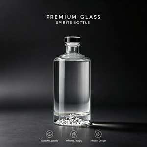Custom Logo Embossed Straight Glass Bottle with 3D Mountain Base Premium Empty Bottle for <strong>Tequila</strong> Liquor <strong>Gift</strong> <strong>Set</strong> - Product Image 1