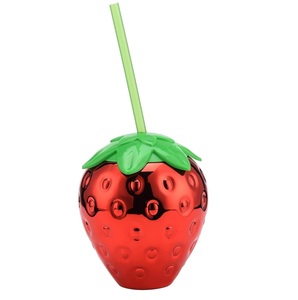 Strawberry/Watermelon Tumbler Portable Kawaii Plastic Mug <strong>for</strong> Home <strong>Work</strong> Travel Cute Fruit Shaped Water <strong>Cup</strong> with Straw and Lid - Product Image 4