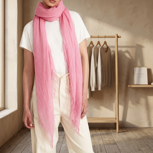 Custom Solid Dyed Linen Cotton Scarf Personalized Fashion <b>Wraps</b> Traditional Scarves & <b>Shawls</b> - Product Image 1