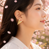 Pendientes de Corazón en Oro Pulido con Acabado Brillante Tipo Espejo, Diseño 3D en Forma de Cúpula, Dulces y Encantadores, Regalo para Mujer, Ideal para Primavera