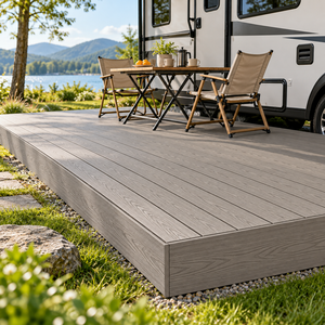 Plateforme de terrasse préfabriquée en WPC pour camping-car, avec pieds réglables en acier galvanisé, pour l'extérieur - Product Image 4
