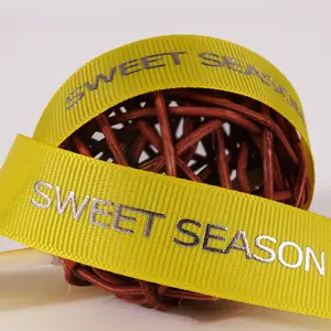Personalized Silk <strong>Polyester</strong> 3d Embossed Foiled Printed <strong>Custom</strong> Printed Grosgrain <strong>Ribbons</strong> for Gift Wrap - Product Image 2
