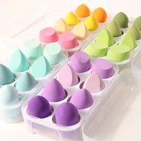 Éponge de maquillage douce en gros sous marque privée, ensemble d'éponges de fond de teint, éponge de maquillage en forme d'œuf, éponge de beauté avec boîte