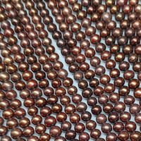 Perles teintées brun café de 4-5 mm, colliers semi-finis en perles naturelles, perles en vrac en forme de pomme de terre