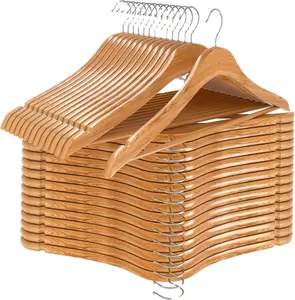 Premium Houten Hangers 30 Pack-Duurzame Kleerhanger-360 Graden Draaibare Haak-Houten Hangers Met Schoudergroeven