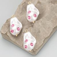 MD90 Lot de 2 pièces, accessoires de bijoux en cuivre plaqué or 18 carats, perles et zircons faits à la main pour la création de colliers et pendentifs, apprêts de breloques