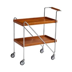 Minimalist Trolley Cherry <b>Walnut</b> 2 Tier Mobile <b>Coffee</b> <b>Table</b> Storage Shelf Living Room Bedroom Study Dining Cart - Product Image 5