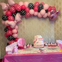 Kit de ballons en latex en gros, rose, noir, rouge rosé, à pois, avec nœuds et cœurs, pour anniversaire, Saint-Valentin, mariage, fête