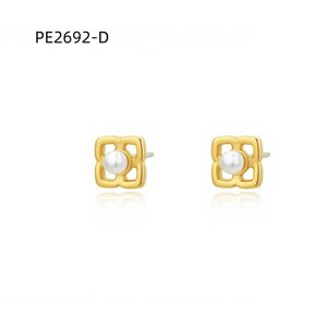 Boucles d'oreilles clous Amy Amy en fausses perles plaquées or 18 carats, perles blanches rondes, style minimaliste, pour usage quotidien, bijoux pour femmes PE2692 - Product Image 3