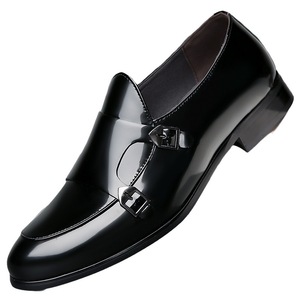 Chaussures habillées Monk Strap en cuir verni à bout pointu avec boucle, idéales pour le bureau et la carrière, style automne antidérapant et robuste - Product Image 5