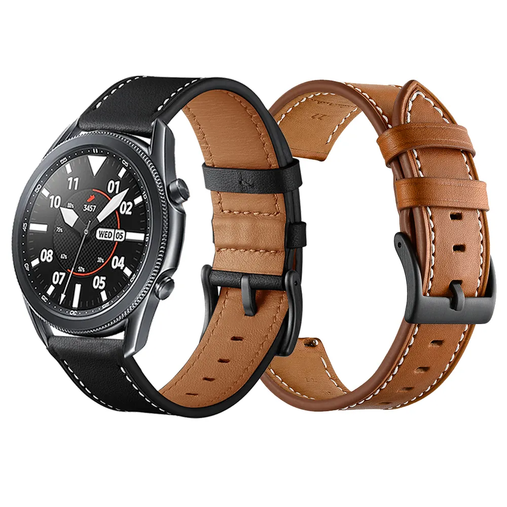 Best Luxury Genuine Leather Strap For Samsung Galaxy Watch3 Watch4 Leather Band 41mm 42mm 45mm 46mm Watch Band Strap Wristband