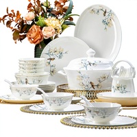 Service de vaisselle en céramique Jingdezhen, bols et assiettes résistants aux hautes températures, compatibles micro-ondes, style minimaliste moderne, peints à la main, coffret cadeau