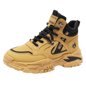 Botas de Tobillo Retro para Hombre, Estilo Industrial, Plataforma Alta, Cómodas, Antideslizantes, Transpirables, con Cordones, para Caminar, Deportivas, Casuales - Product Image 1