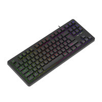 Clavier filaire 87 touches rétroéclairé par LED d'usine OEM Interface USB compacte personnalisée en plastique pour ordinateur portable de bureau Effets LED arc-en-ciel