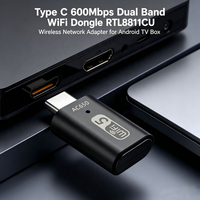 Adaptateur WiFi USB sans fil 600 Mbps, clé USB-C, émetteur-récepteur WiFi pour PC et caméra embarquée, RTL8811CU, carte réseau 2,4G/5G