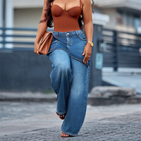 Culottes en jean vintage style américain pour femmes, taille haute, coupe droite avec détails boutonnés