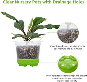 Pot de plantes rond en plastique transparent de 4 pouces <span class=keywords><strong>Pots</strong></span> de semis réutilisables pour la maison et le jardin - Product Image 5