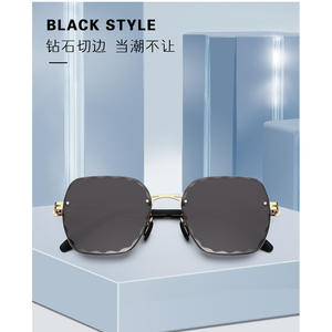 Nouvelles Lunettes de Soleil Carrées Sans Monture pour Femme, Métal Noir, Verres PC UV400, Type 3, Pare-Soleil, Numéro de Pièce 805, Origine Taizhou - Product Image 2