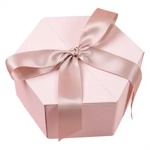 Wholesale custom design high Quality gift box cardboard paper hexagon shaped creative Mother's Day gift packaging boxes