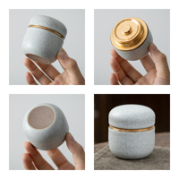 Vente en gros RTS : Caddy à matcha en céramique personnalisé, en porcelaine, avec logo, noir, style Japandi, pour cérémonie du thé japonaise, écologique